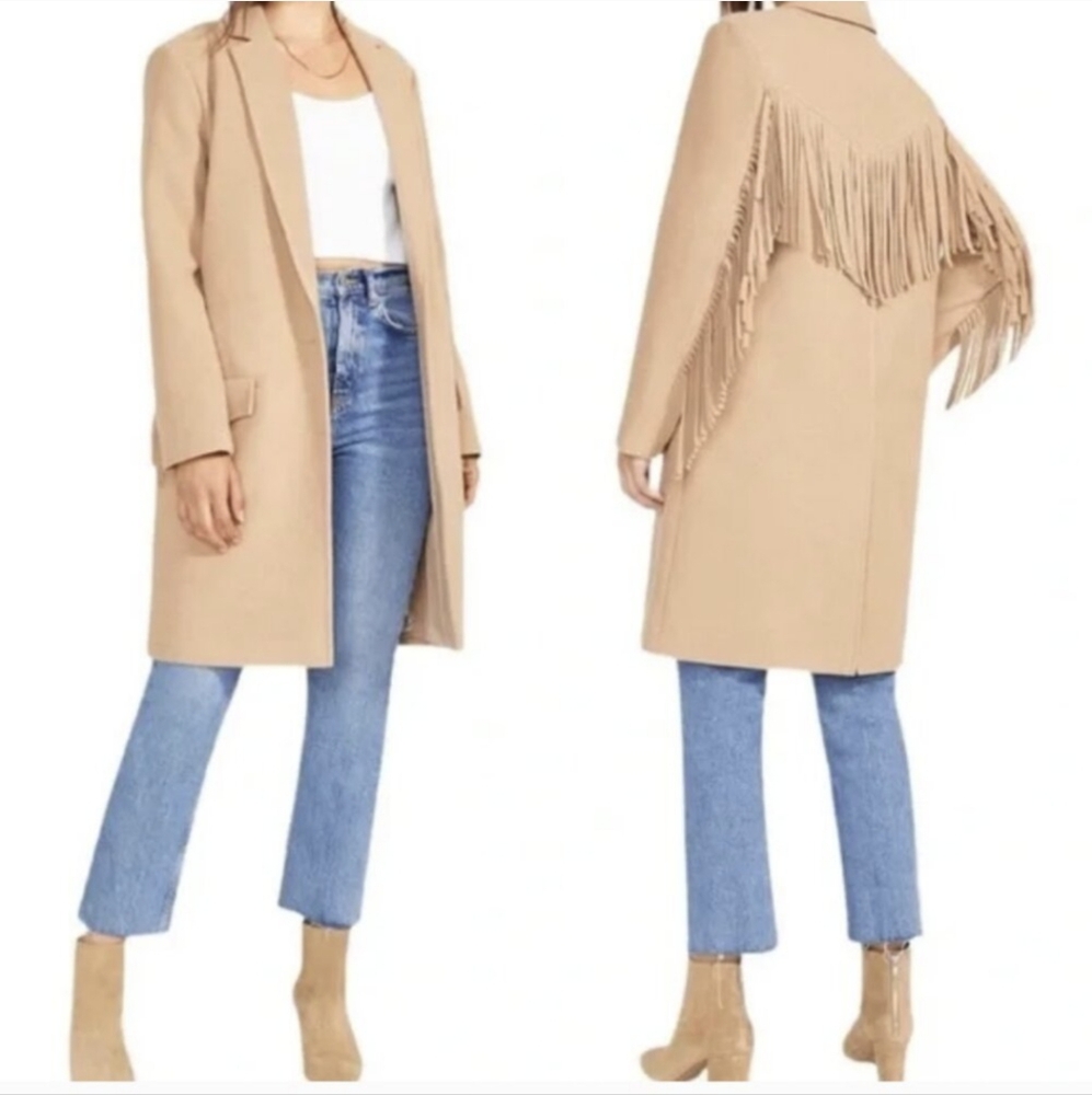 BB Dakota Camel Fringe Coat